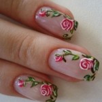 unhas para noivas com flores