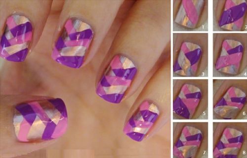 unhas trançadas coloridas