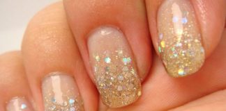 degrade com glitter unhas