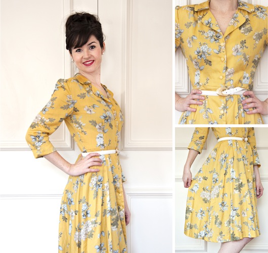 Shirtdress amarelo ás flores