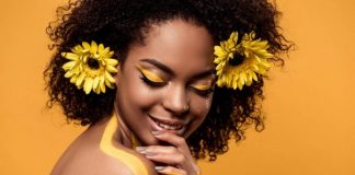 Delineado amarelo e preto