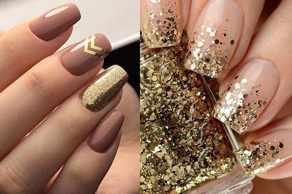 unhas com glitter dourado unhas com glitter dourado