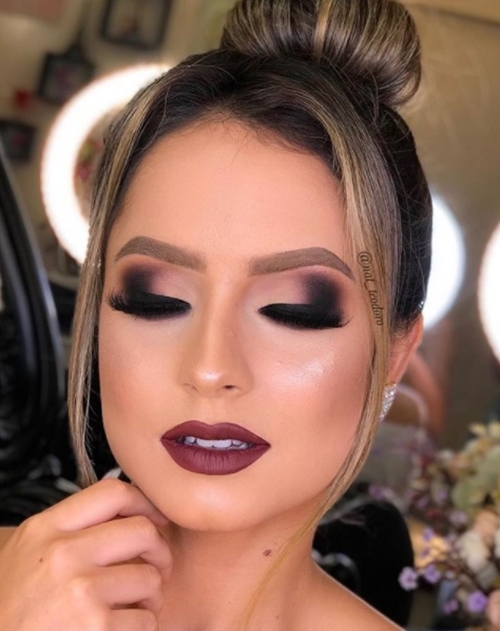 Maquiagem para madrinha de casamento vestido marsala